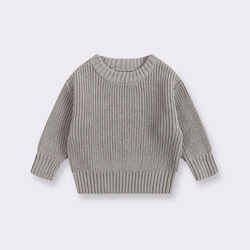 Baby Bubble CLO Baby Knit Pullover Sweater, soft knit fabric, light blue color, suitable for infants, detailed close-up image