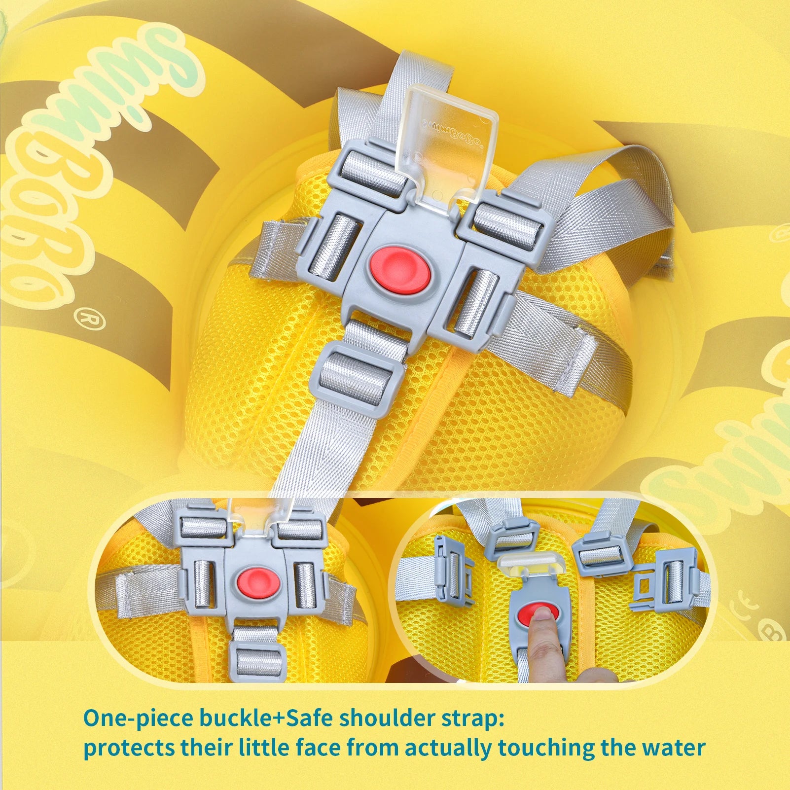 Baby Bubble Baby Bee Float Ring with inflatable mesh safety seat, designed for safe water play for infants.