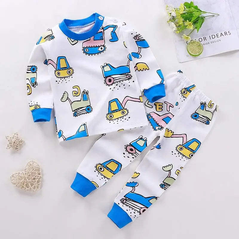 Baby Bubble toddler autumn outfit set with cartoon tops and pants, long-sleeve pajamas for boys and girls, cozy home wear suits.