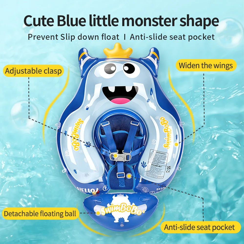 Baby Bubble inflatable baby float ring with colorful designs, perfect for pool use and water safety for infants.