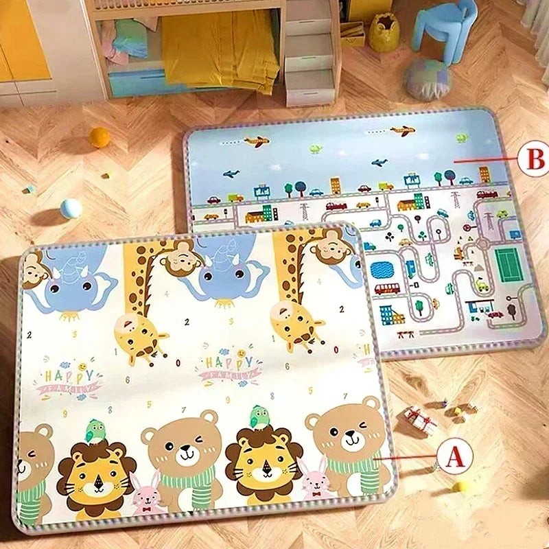 Baby Bubble thick 1cm EPE safety crawling rug with colorful patterns, soft surface, and cushioned padding for baby play and crawling.