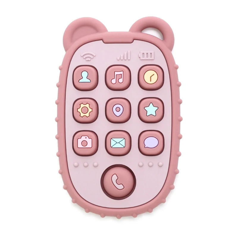 Baby Bubble silicone baby phone shape teether with colorful, textured chew-friendly design for soothing and teething relief.