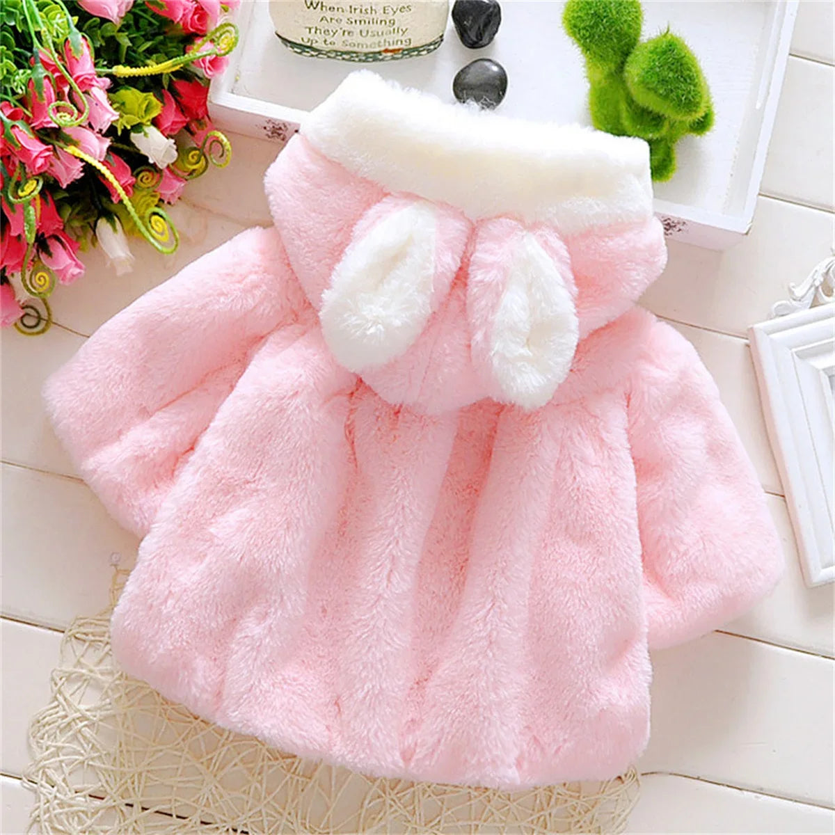Children's wool cape and fleece jacket by Baby Bubble, featuring a cozy wool cape with ear fleece accents for warmth.