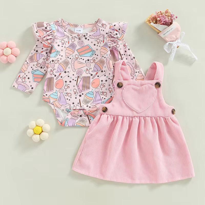 Baby Girl Pink Suspender Skirt