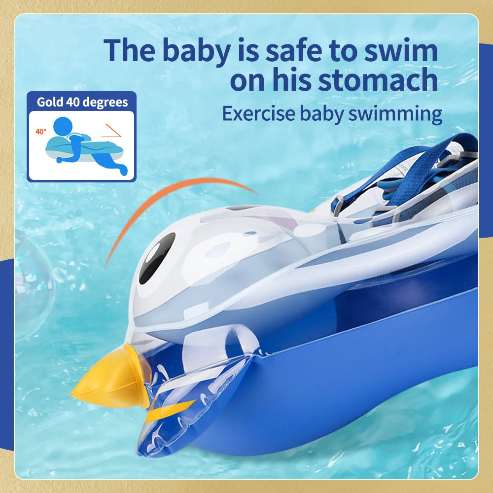 Inflatable Baby Bubble float ring designed for safe swimming, featuring a colorful, cushioned ring for babies in the pool.