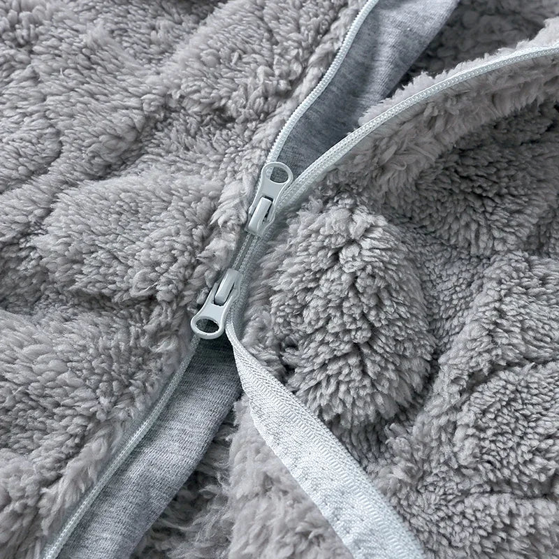 Baby Bubble baby velvet hooded romper with cartoon design, cozy and warm for comfort and play.