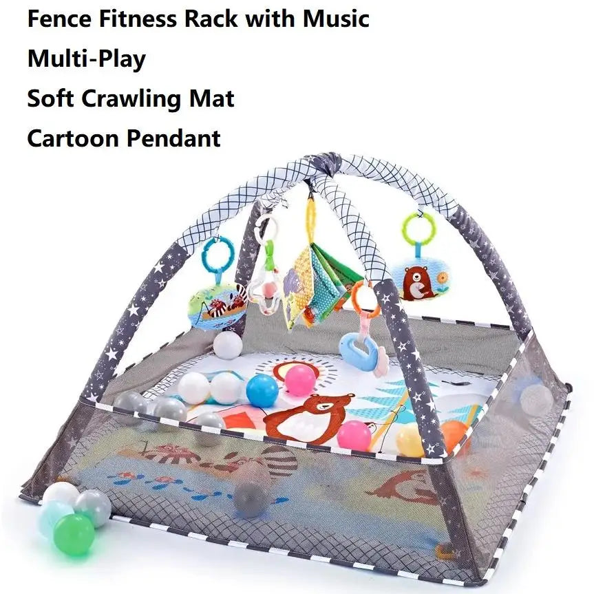 Baby Bubble baby activity gym mat with colorful toys and crawling frame for multi-sensory play and tummy time.