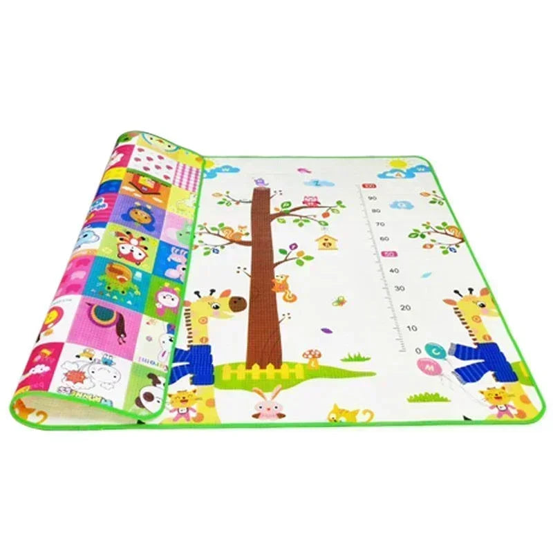 Baby Bubble thick 1cm EPE safety crawling rug, soft and cushioned baby play mat with colorful patterns on a light background.