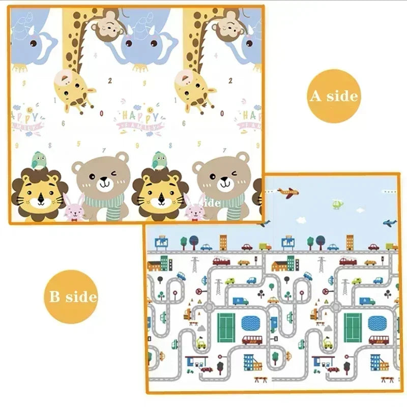 Baby Bubble thick 1cm EPE safety baby play mat with colorful foam crawling rug on soft surface for infants.