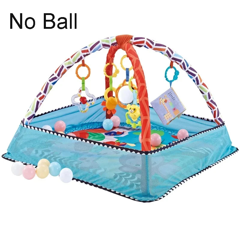 Baby Bubble activity gym mat with colorful toys and crawling frame, designed for multi-sensory play and developmental crawling for infants.
