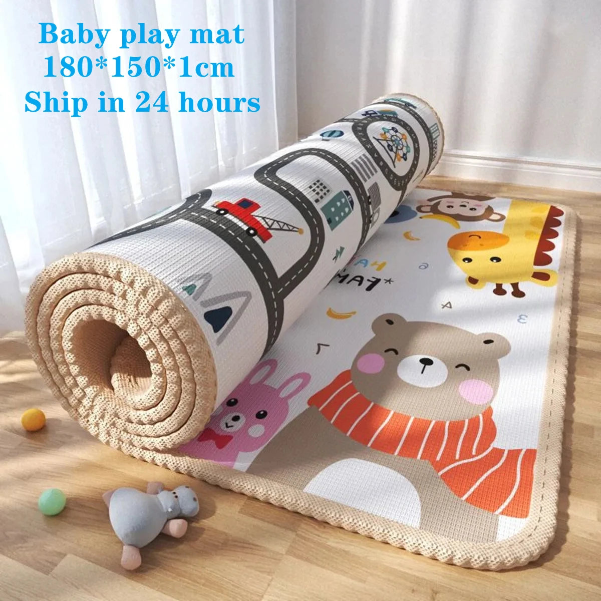Baby Bubble thick 1cm EPE safety crawling mat with colorful, soft foam surface for baby play and tummy time on a clean floor.