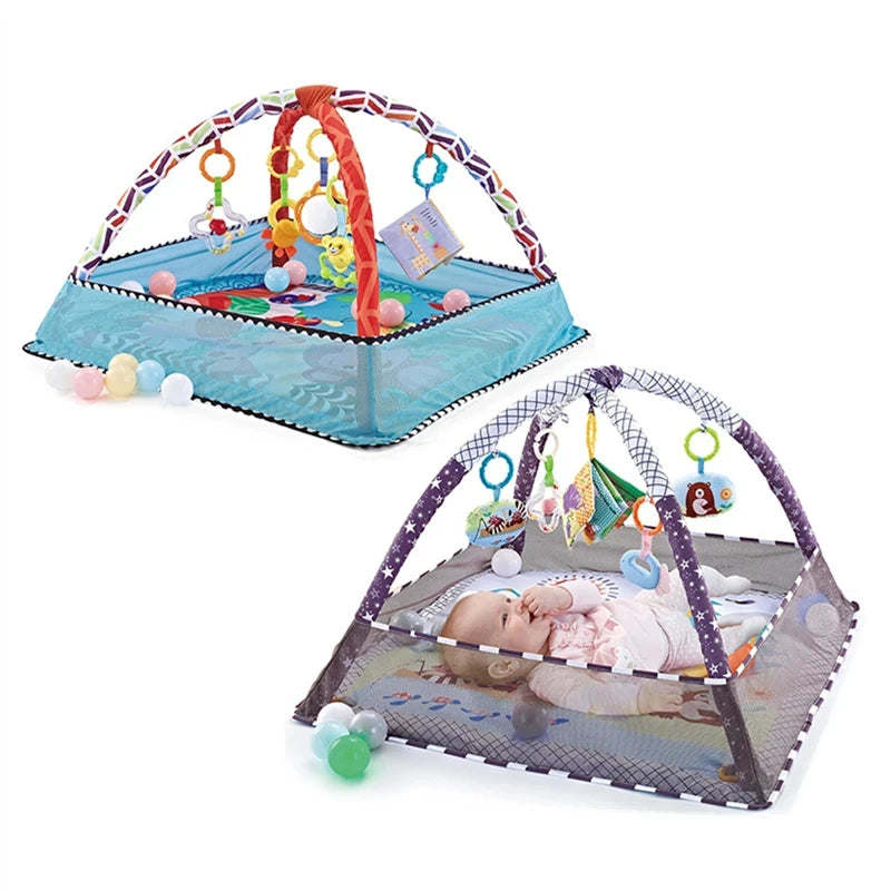 Baby Bubble baby activity gym mat with colorful toys, soft surface, and crawling frame for multi-sensory play and development.