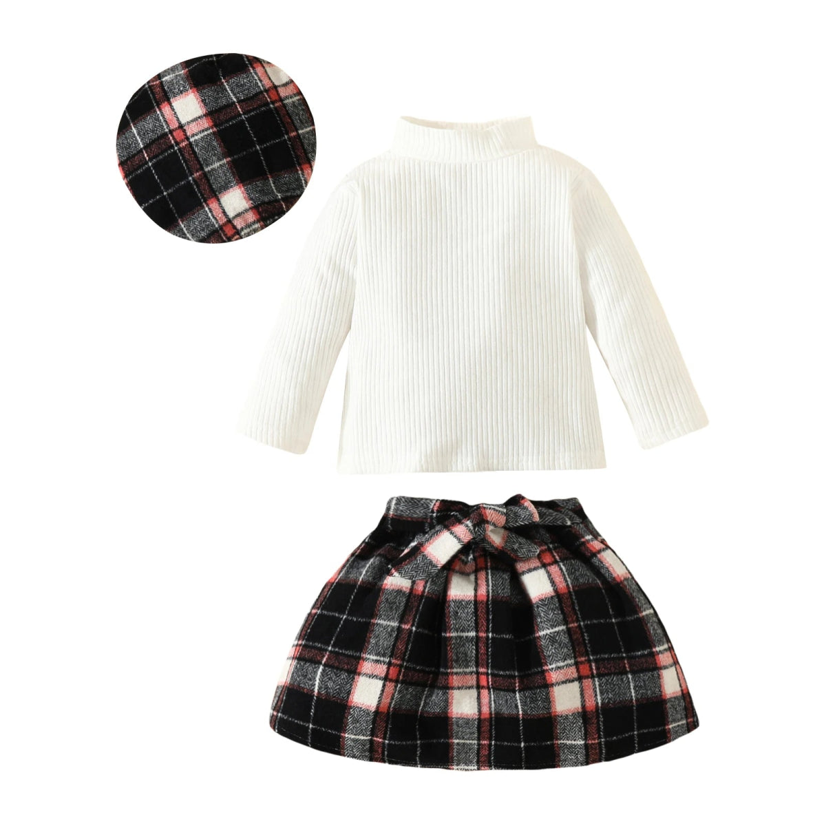 ma&baby 6M - 3Y Toddler Infant Newborn Baby Girls Clothes Sets Knit Long Sleeve Tops Plaid Skrits Hat Fall Spring Outfits D05 - Baby Bubble Store