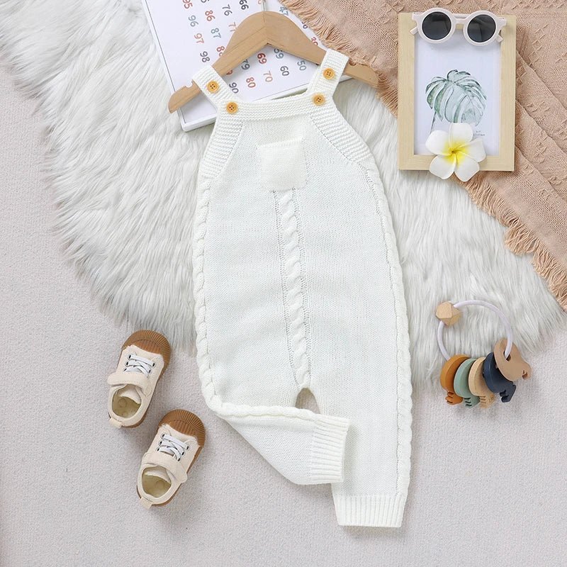 Baby Rompers for Boys Girls Solid Sleeveless Knitted Jumpsuits Playsuits 0 - 18m One Piece Newborn Netural Outfits Toddler Clothes - Baby Bubble
