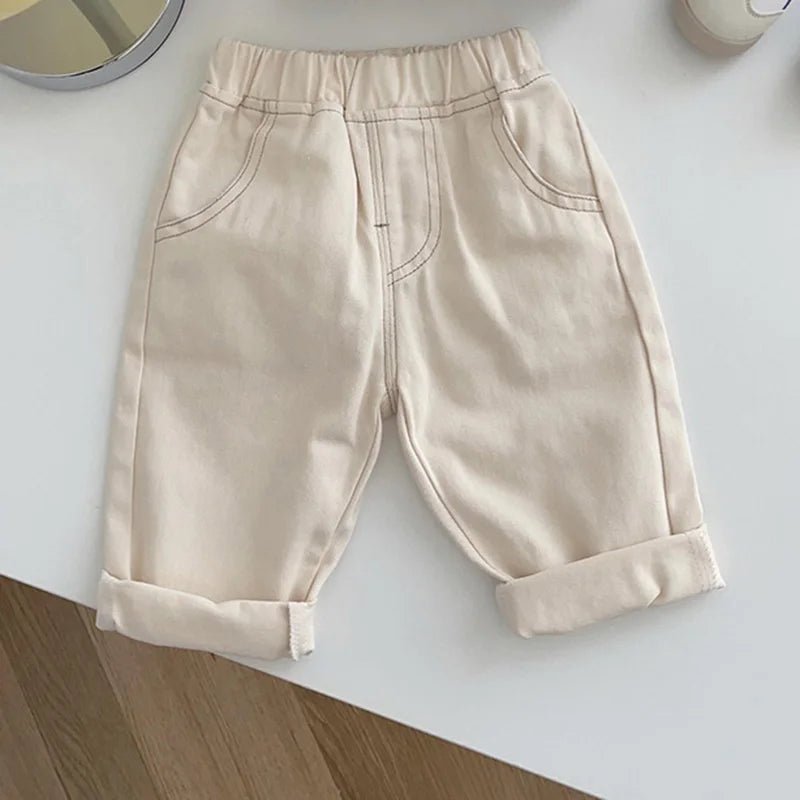 Spring Autumn New Baby Pants Casual Denim 9M - 5T Kids Boys Straight Jeans Soft Toddler Girls Fashion Trousers 3 Colors - Baby Bubble
