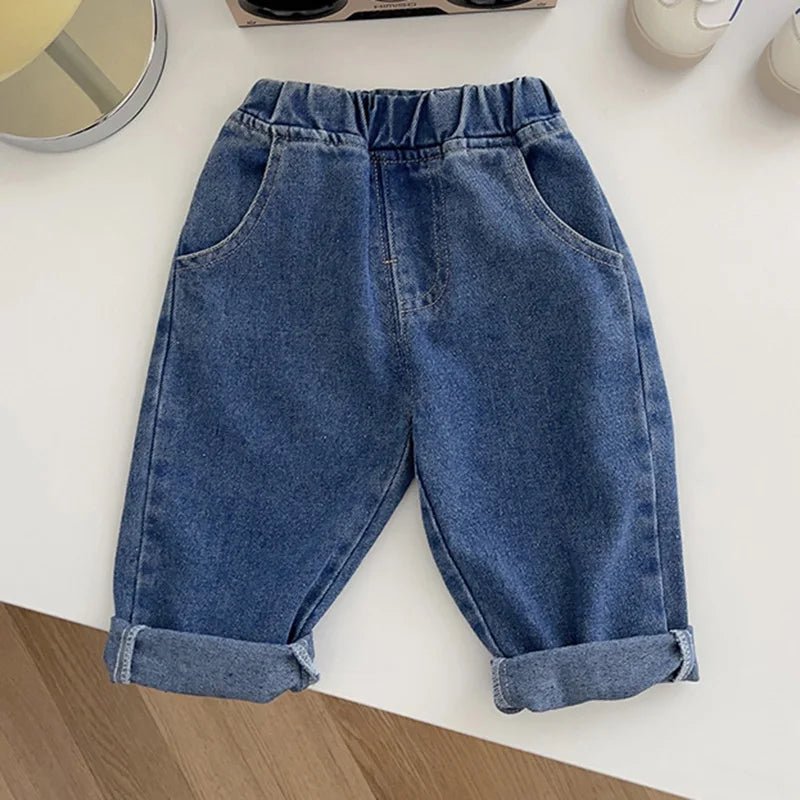 Spring Autumn New Baby Pants Casual Denim 9M - 5T Kids Boys Straight Jeans Soft Toddler Girls Fashion Trousers 3 Colors - Baby Bubble