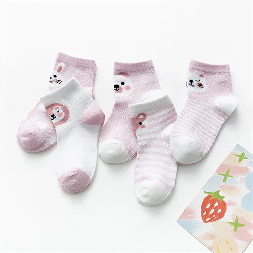 Set of five soft cotton baby socks by Baby Bubble, featuring colorful, comfortable baby socks for infants and toddlers.