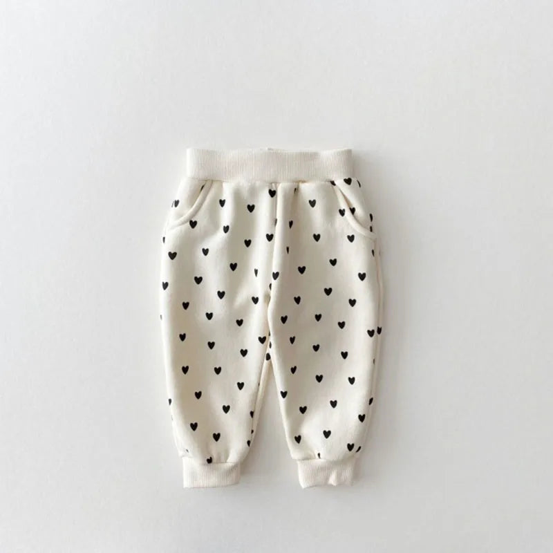 Baby Bubble Heart Print Hoodie Set featuring a cozy hoodie and matching pants with a cute heart design for casual comfort.