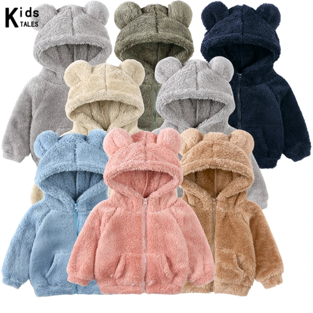 Baby Bubble winter hooded fleece coat, warm and cozy children's winter coat with a hood, soft fleece material, suitable for cold weather.