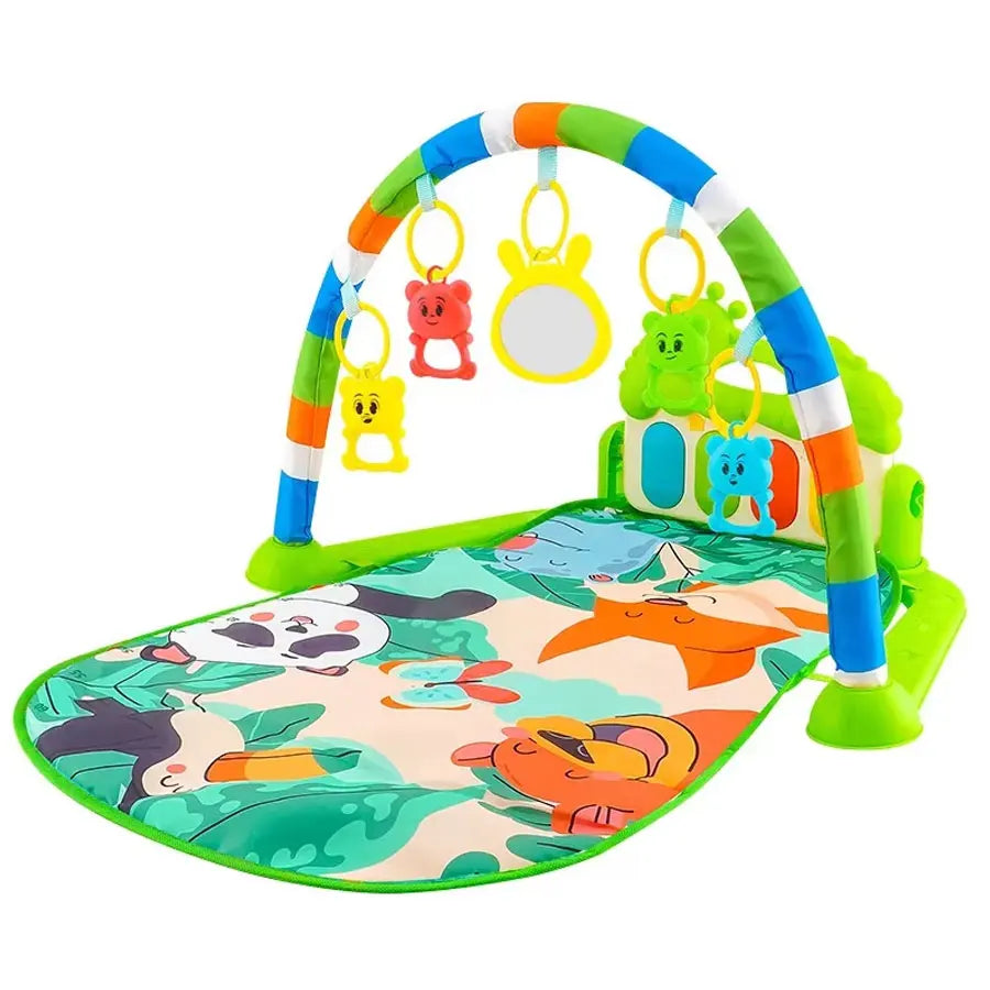 Baby Bubble baby piano gym play mat with colorful toys, musical keys, and soft surface for crawling and kicking activities.