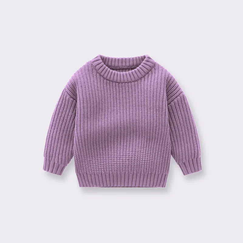 Baby Bubble CLO baby knit pullover sweater featuring soft, cozy material with a cute, classic design for infants.