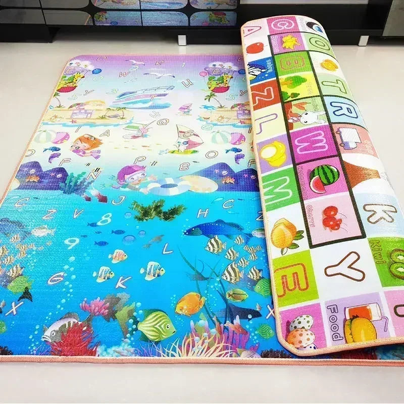 Baby Bubble thick 1cm EPE safety baby play mat with colorful crawling surface, designed for infants' comfort and safety.