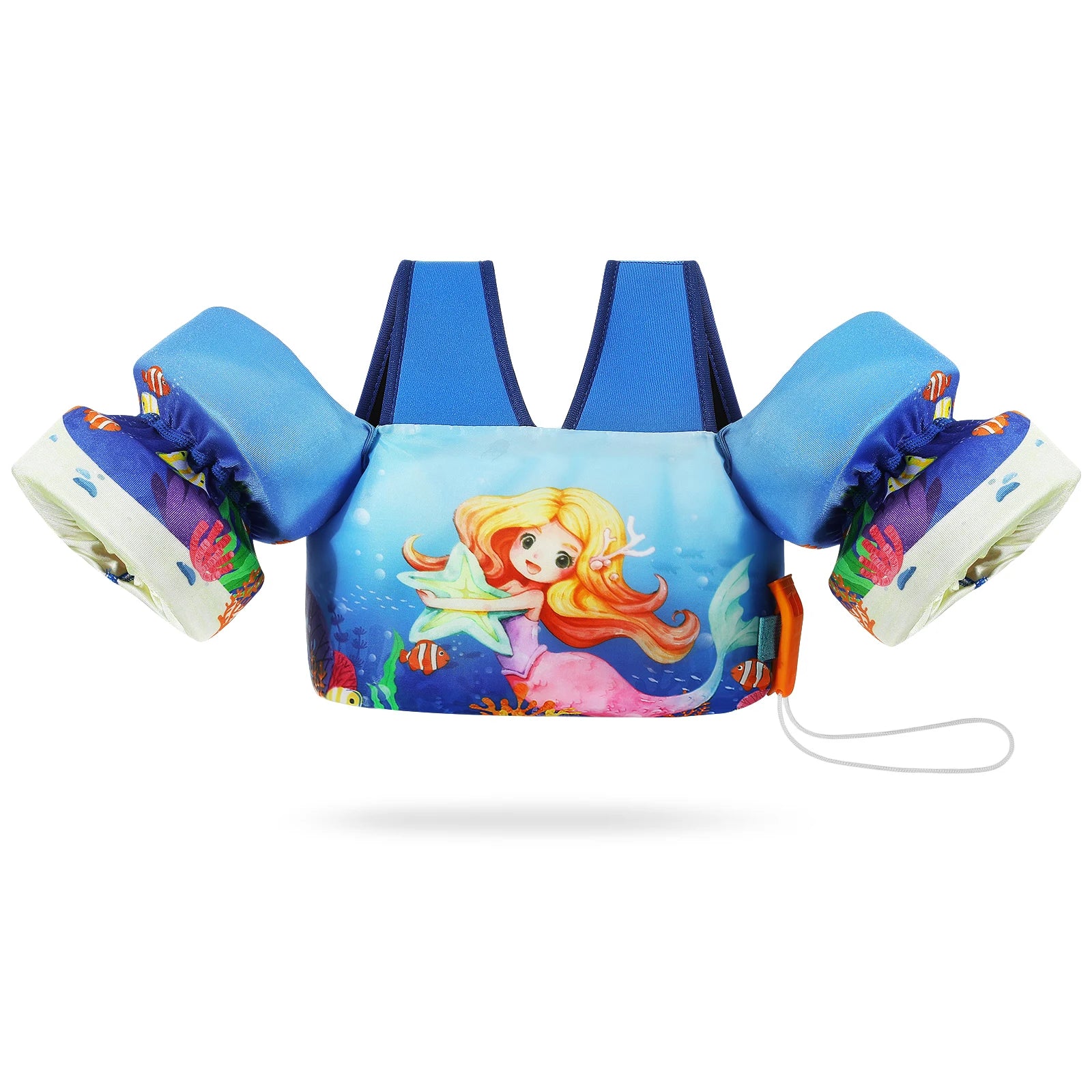 Baby Bubble kids' life vest with foam arm floats and safety whistle, designed for safe swimming and water play.