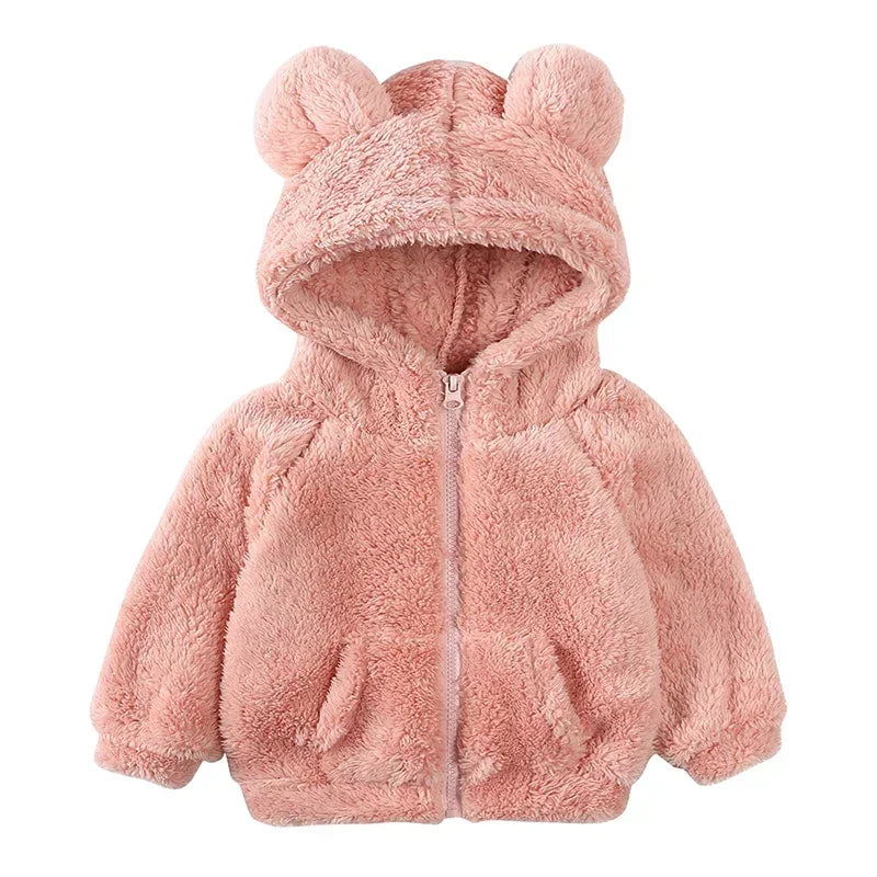 Baby Bubble winter hooded fleece coat, warm and cozy for babies, featuring a soft fleece material and a snug hood for cold weather.