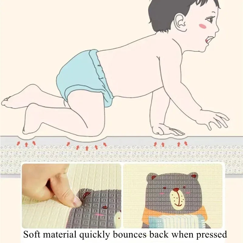 Baby Bubble thick 1cm EPE safety crawling mat with soft, colorful surface designed for baby play and crawling activities.