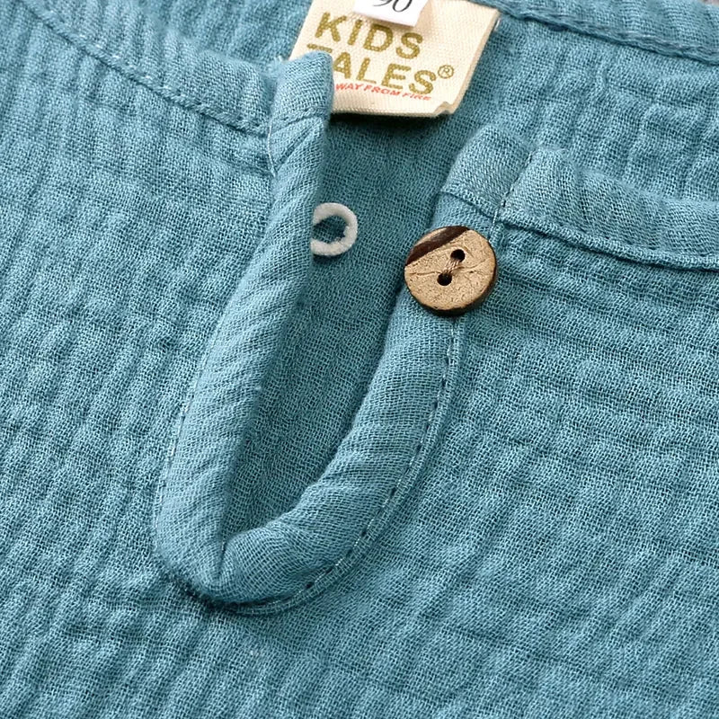 Kids cotton linen summer outfit set by Baby Bubble, featuring breathable fabric and a comfortable, stylish design for children.
