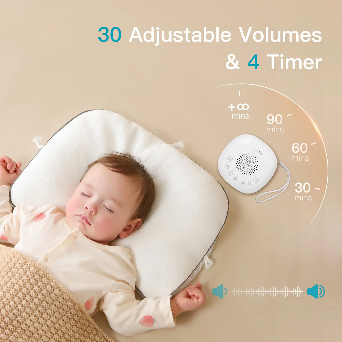 White Noise Sound Machine with 24/20 Soothing Sounds Sleep Aid for Babies Kids Adults  Rechargeable Night Light Newborn Gifts