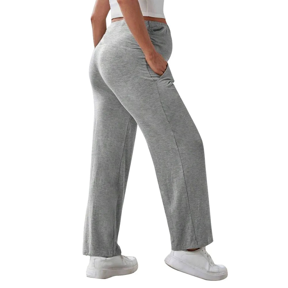 Baby Bubble maternity wide leg pants with over-belly support, soft fabric, and relaxed fit for comfortable maternity style.