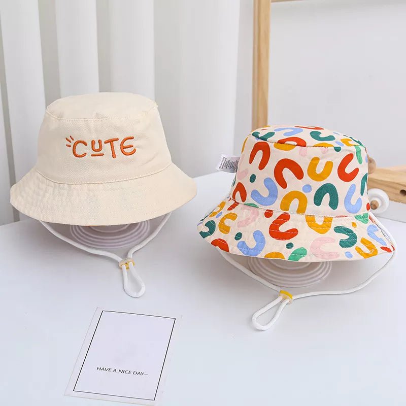Double Sided Baby Bucket Hat Cute Letter Embroidered Children Boys Girls Fisherman Panama Cap Summer Outdoor Kids Sun Hat Gorras - Baby Bubble Store