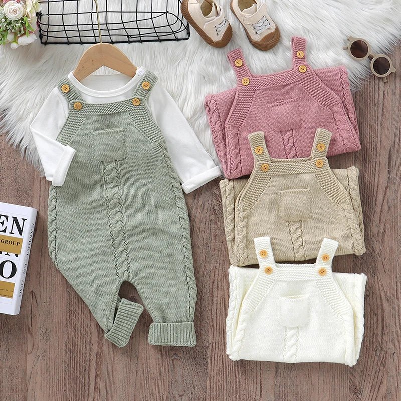 Baby Rompers for Boys Girls Solid Sleeveless Knitted Jumpsuits Playsuits 0 - 18m One Piece Newborn Netural Outfits Toddler Clothes - Baby Bubble