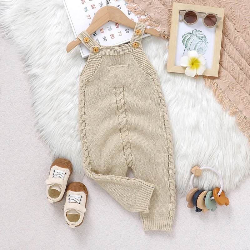 Baby Rompers for Boys Girls Solid Sleeveless Knitted Jumpsuits Playsuits 0 - 18m One Piece Newborn Netural Outfits Toddler Clothes - Baby Bubble