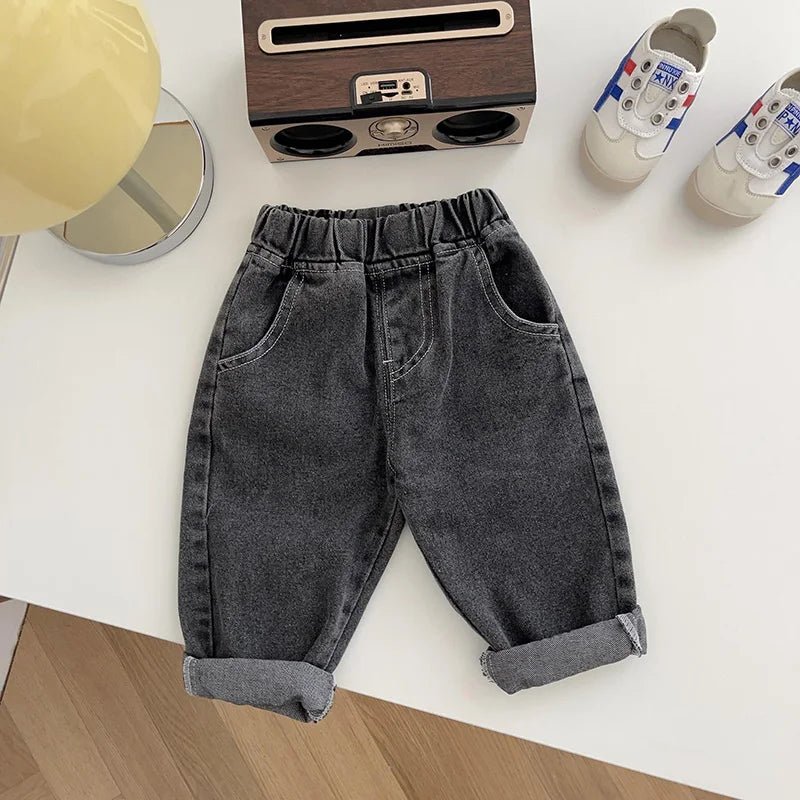 Spring Autumn New Baby Pants Casual Denim 9M - 5T Kids Boys Straight Jeans Soft Toddler Girls Fashion Trousers 3 Colors - Baby Bubble