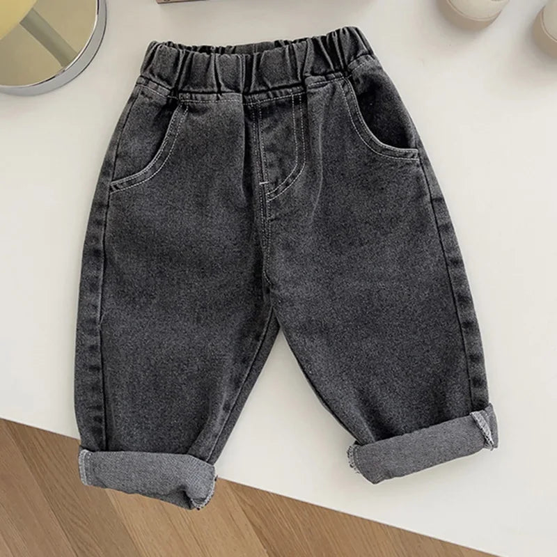 Spring Autumn New Baby Pants Casual Denim 9M - 5T Kids Boys Straight Jeans Soft Toddler Girls Fashion Trousers 3 Colors - Baby Bubble