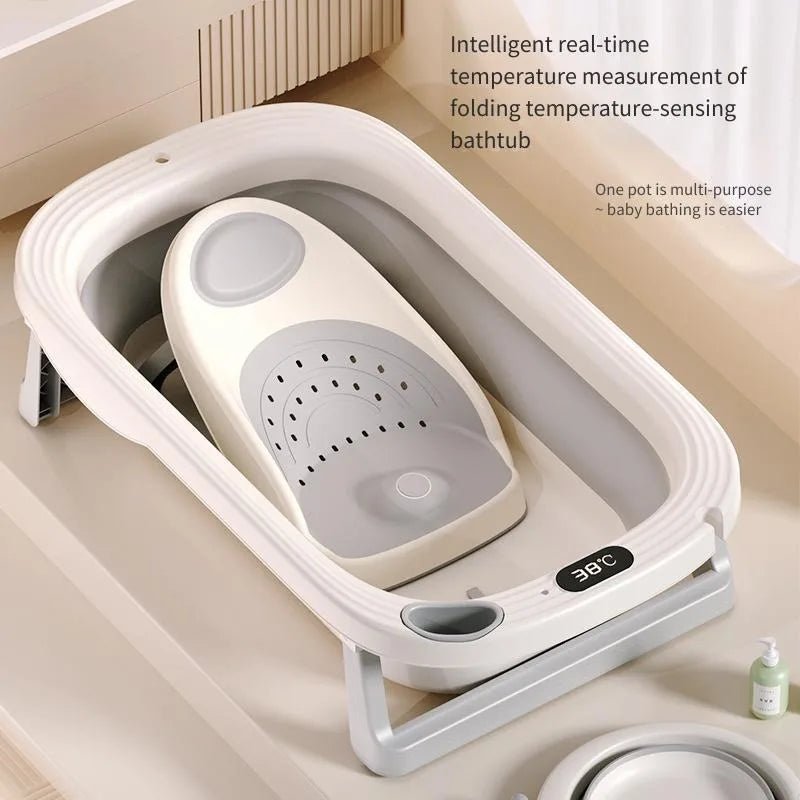 Temperature Sensitive Baby Shower Basin Foldable Portable Baby Bath Tub Reclining Siting Modes Home Use for Lnfants Bath Tub - Baby Bubble